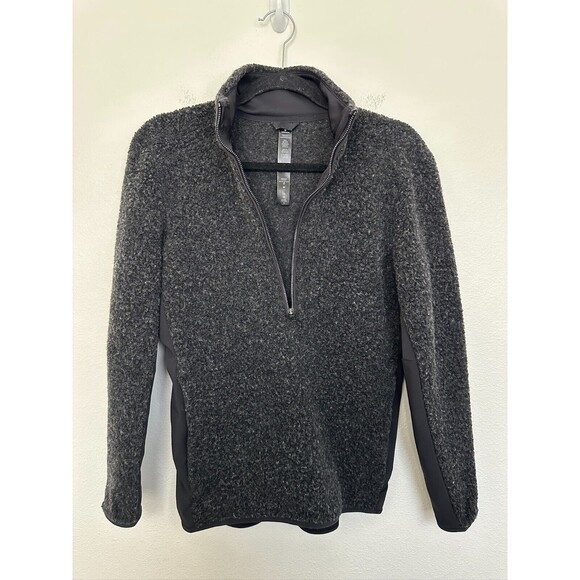 Lululemon Tundra Trek 1/2 Zip Fleece Sherpa Pullover Jacket Black Gray Men’s XS - Picture 1 of 9